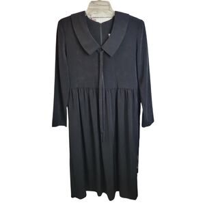 EJM Black Collared Tie Neck & Waist Long Sleeve Midi Dress Women's Size 10P